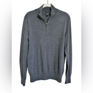 J. Crew Men's Slim Merino Wool Gray Half-Zip Sweater